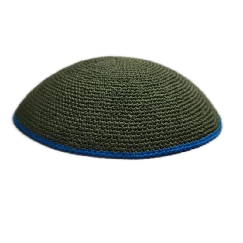 Factory custom fine dark green knit Kippah, 100% cotton DMC hand-woven Kippah hat, DMC Kippah Yamaka Kippa Yarmulke skull hat