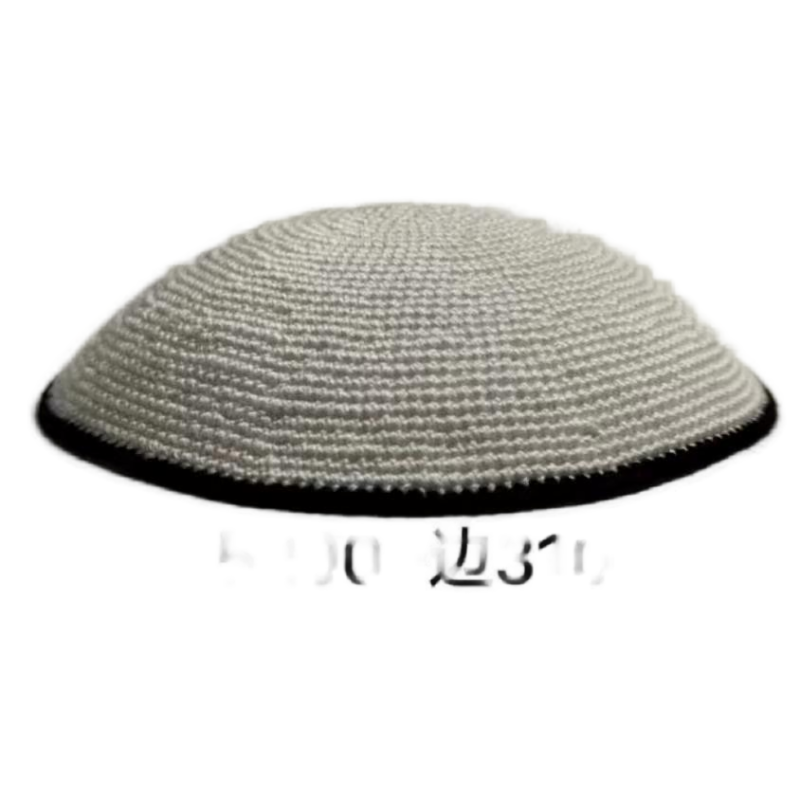 Factory custom fine gray knit Kippah, 100% cotton DMC hand-woven Kippah hat, DMC Kippah Yamaka Kippa Yarmulke skull hat