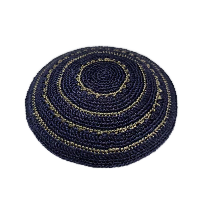 Factory custom fine dark blue knit Kippah, 100% cotton DMC hand-woven Kippah hat, DMC Kippah Yamaka Kippa Yarmulke skull hat