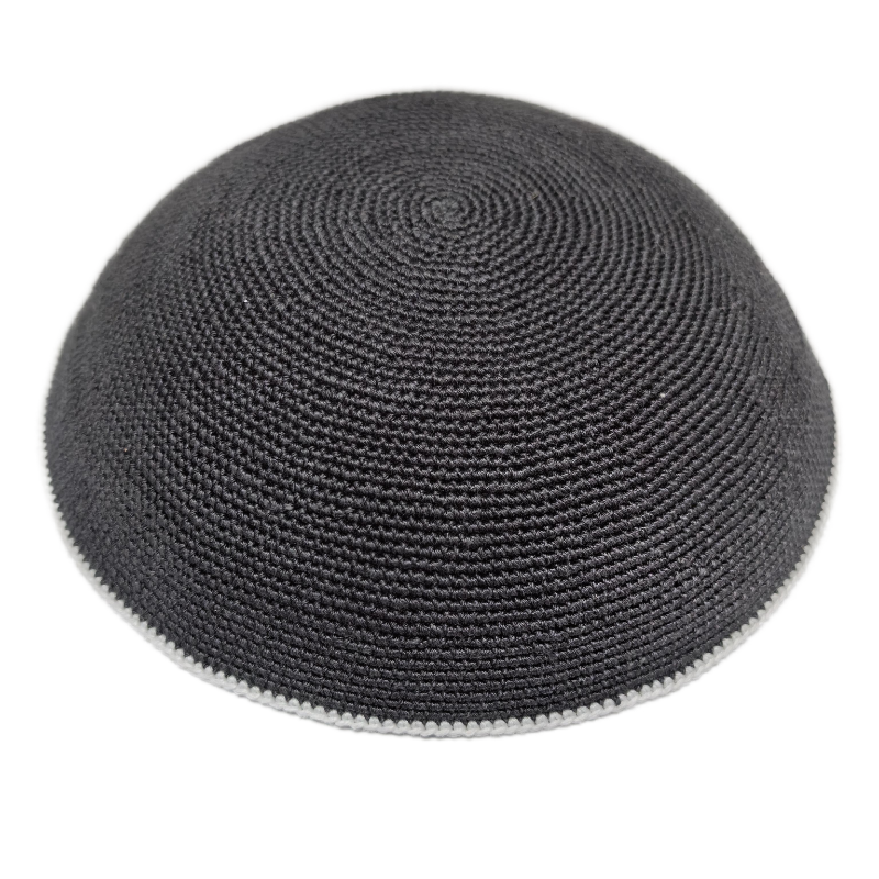 Factory custom fine  black knit Kippah, 100% cotton DMC hand-woven Kippah hat, DMC Kippah Yamaka Kippa Yarmulke skull hat