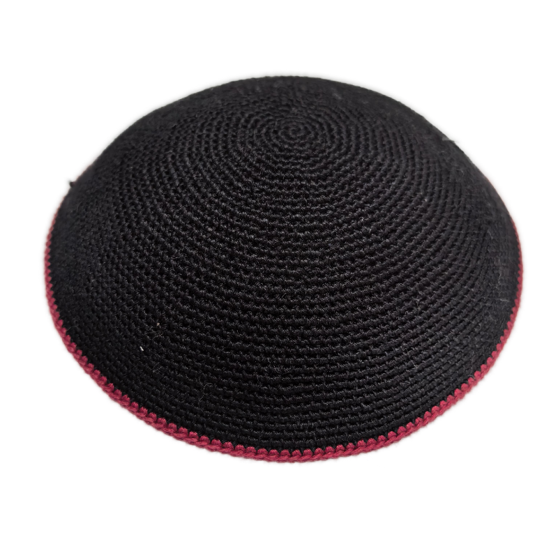 Factory custom fine  black knit Kippah, 100% cotton DMC hand-woven Kippah hat, DMC Kippah Yamaka Kippa Yarmulke skull hat