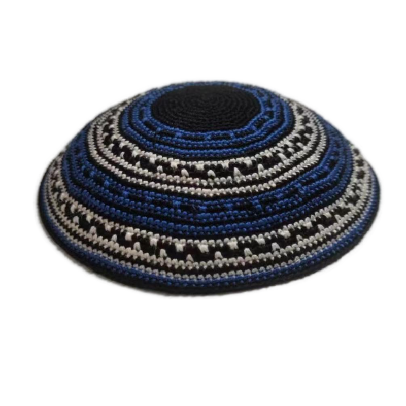 Factory custom fine colorful knit Kippah, 100% cotton DMC hand-woven Kippah hat, DMC Kippah Yamaka Kippa Yarmulke skull hat