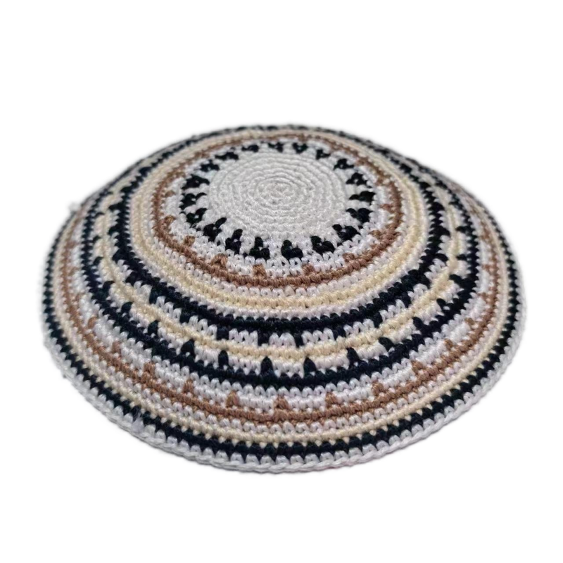 Factory custom fine colorful knit Kippah, 100% cotton DMC hand-woven Kippah hat, DMC Kippah Yamaka Kippa Yarmulke skull hat