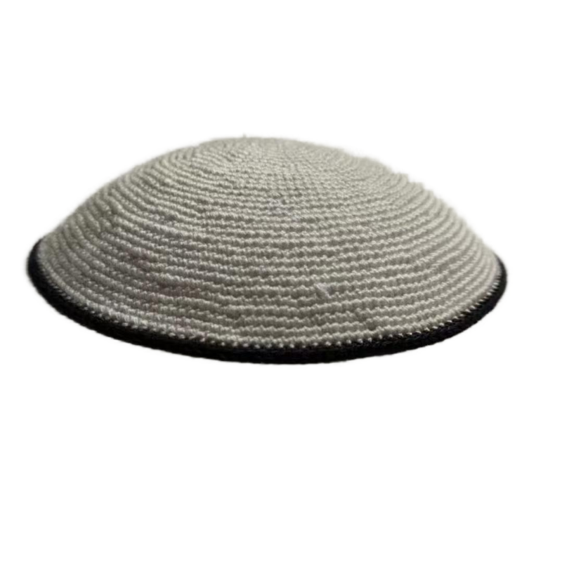 Factory custom fine gray knit Kippah, 100% cotton DMC hand-woven Kippah hat, DMC Kippah Yamaka Kippa Yarmulke skull hat