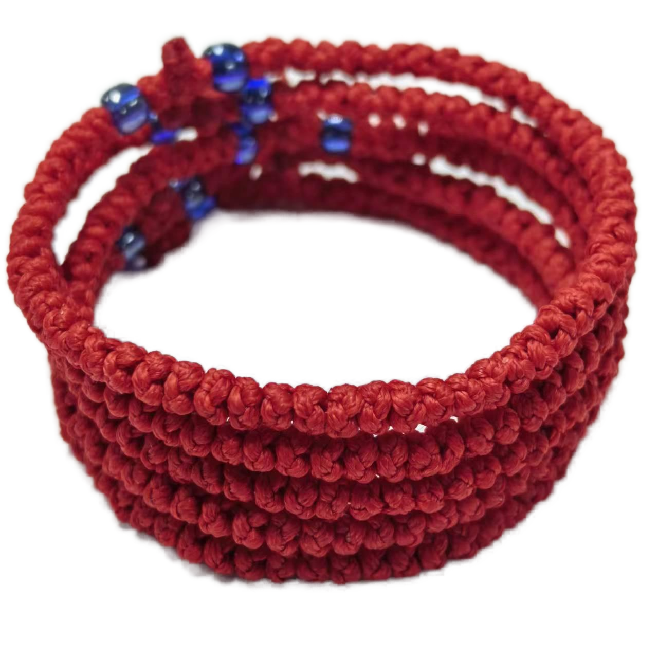 Komboskini bracelet prayer ropes Direct manufacturing from source factory Large stock supply ， Greek Prayer Rope Bracelet, red Cross Prayer Rope Komboskini With dark blue Beads