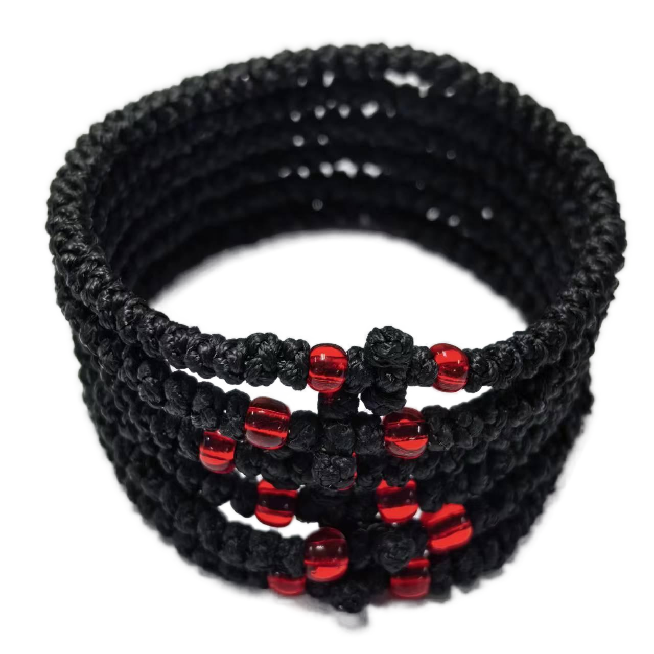 Komboskini bracelet prayer ropes Direct manufacturing from source factory Large stock supply ， Greek Prayer Rope Bracelet, Black Cross Prayer Rope Komboskini With red Beads