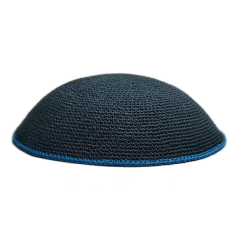 Factory custom fine blue knit Kippah, 100% cotton DMC hand-woven Kippah hat, DMC Kippah Yamaka Kippa Yarmulke skull hat
