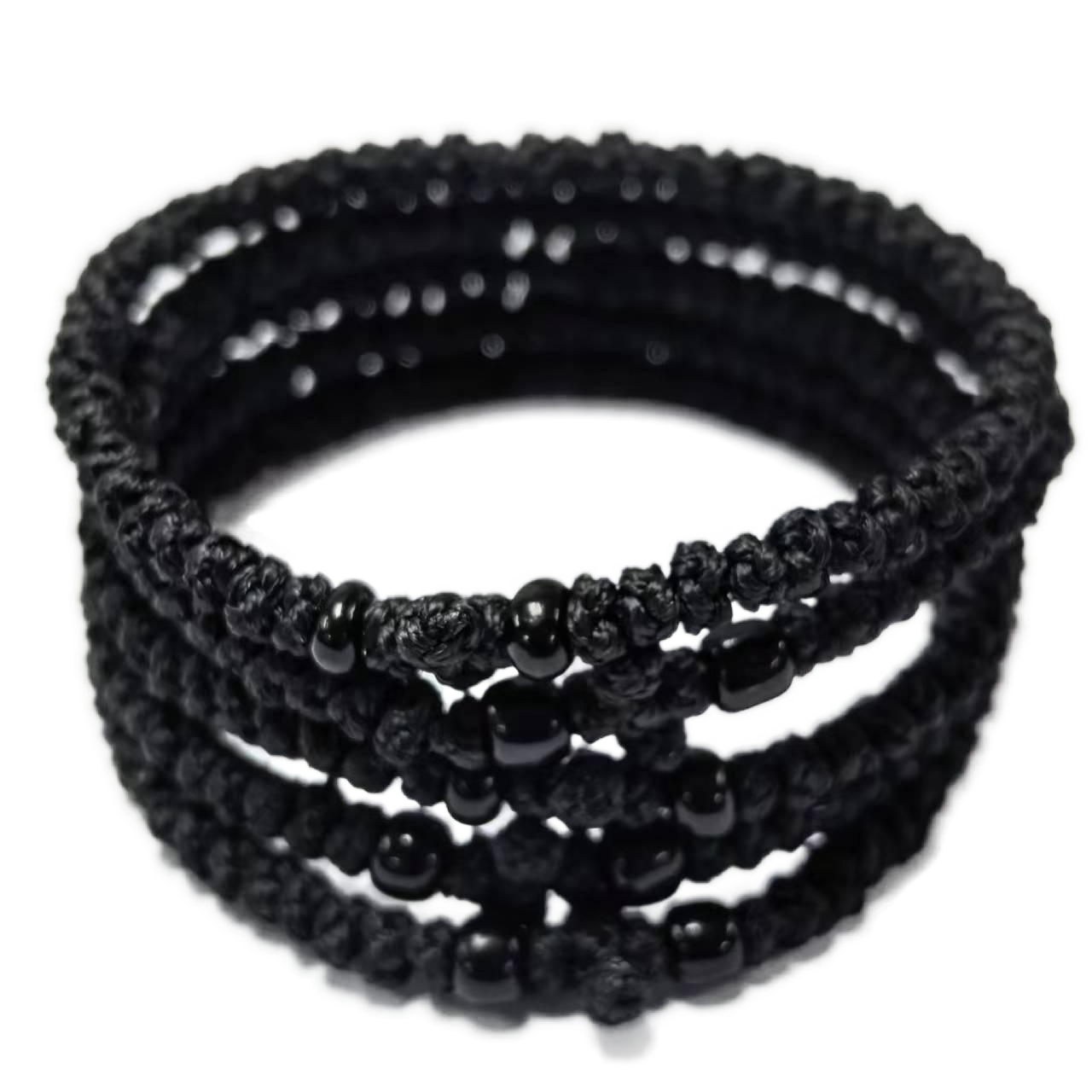 Komboskini bracelet prayer ropes Direct manufacturing from source factory Large stock supply ， Greek Prayer Rope Bracelet, Black Cross Prayer Rope Komboskini With black Beads