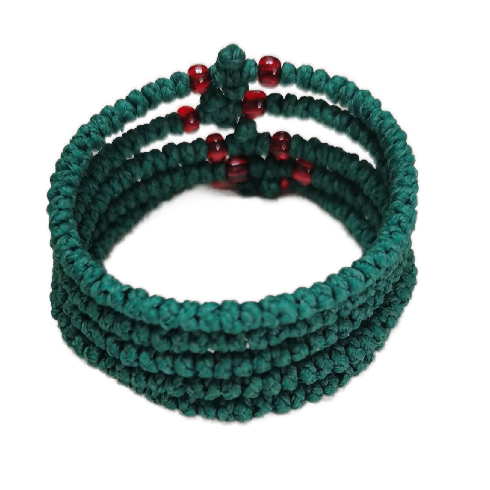 Komboskini bracelet prayer ropes Direct manufacturing from source factory Large stock supply ， Greek Prayer Rope Bracelet, dark green Cross Prayer Rope Komboskini With red Beads
