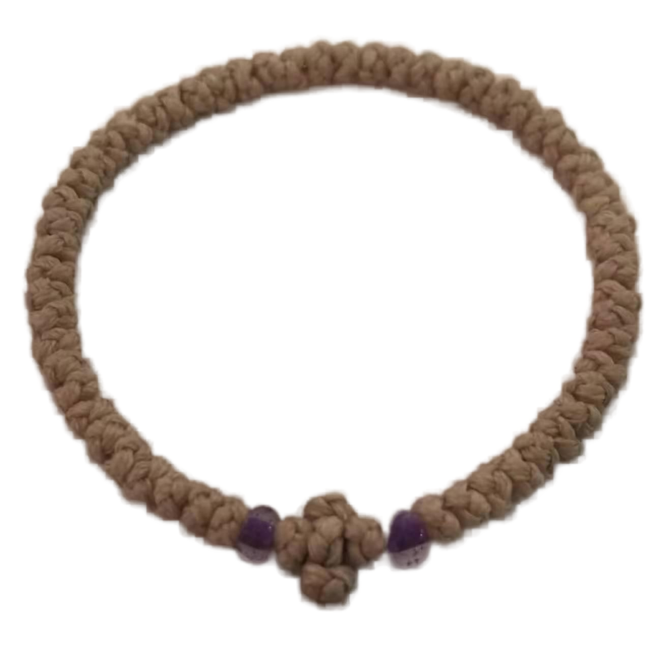 Komboskini bracelet prayer ropes Direct manufacturing from source factory Large stock supply ， Greek Prayer Rope Bracelet, brown Cross Prayer Rope Komboskini With violet Beads