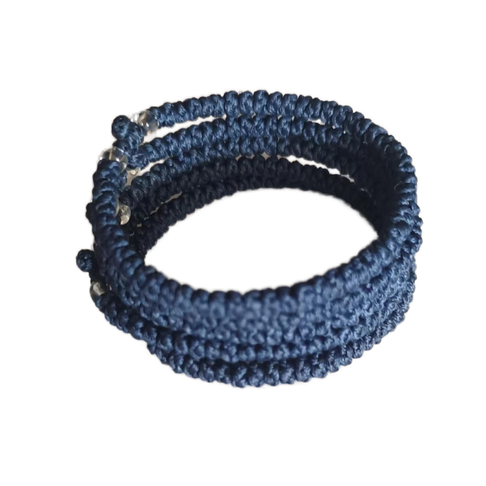 Komboskini bracelet prayer ropes Direct manufacturing from source factory Large stock supply ， Greek Prayer Rope Bracelet, dark blue Cross Prayer Rope Komboskini With transparent Beads
