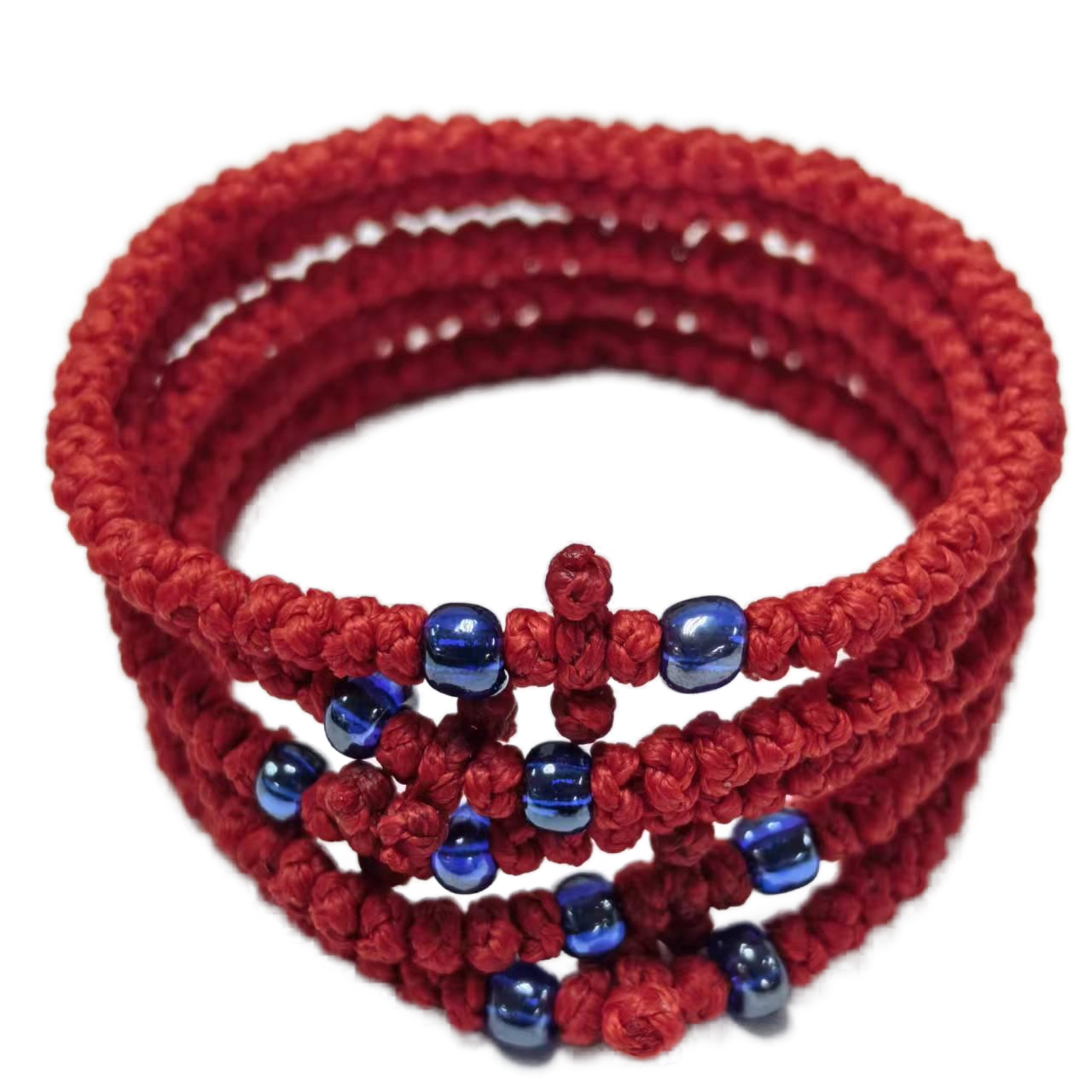 Komboskini bracelet prayer ropes Direct manufacturing from source factory Large stock supply ， Greek Prayer Rope Bracelet, red Cross Prayer Rope Komboskini With dark Blue Beads