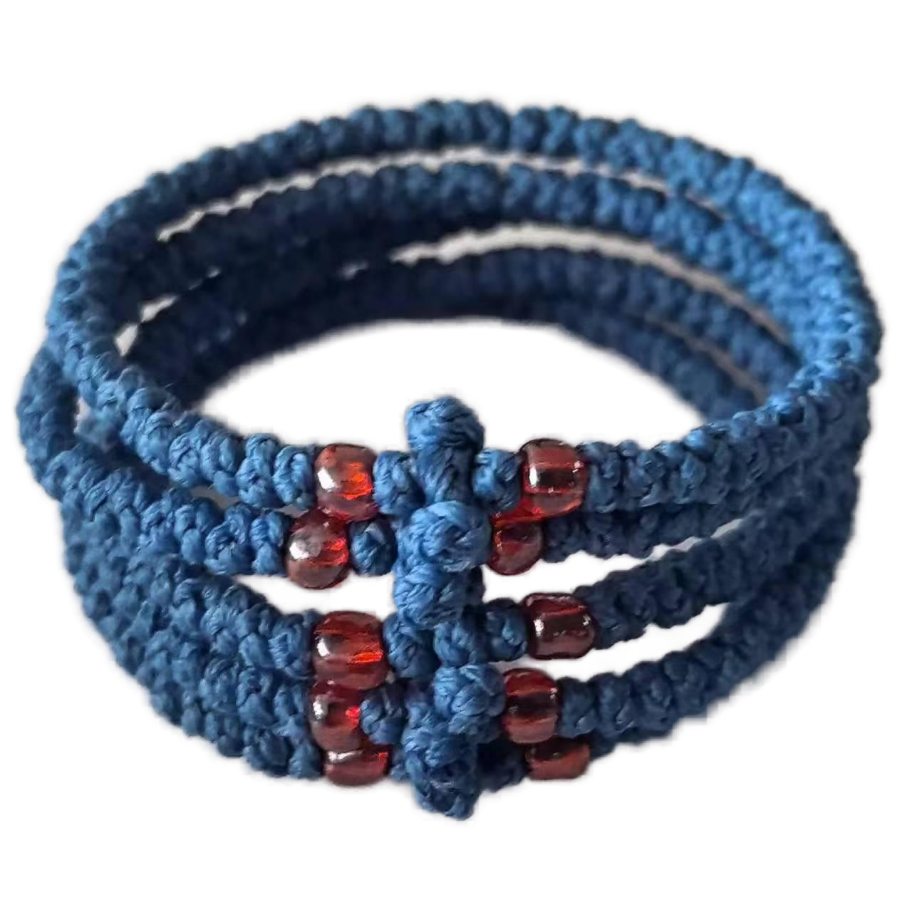 Komboskini bracelet prayer ropes Direct manufacturing from source factory Large stock supply ， Greek Prayer Rope Bracelet, dark blue Cross Prayer Rope Komboskini With red Beads