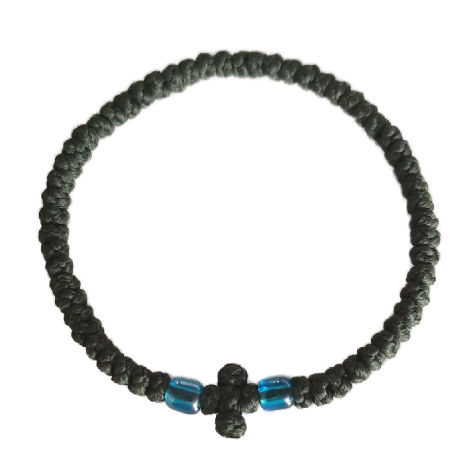 Komboskini bracelet prayer ropes Direct manufacturing from source factory Large stock supply ， Greek Prayer Rope Bracelet, dark green Cross Prayer Rope Komboskini With Blue Beads