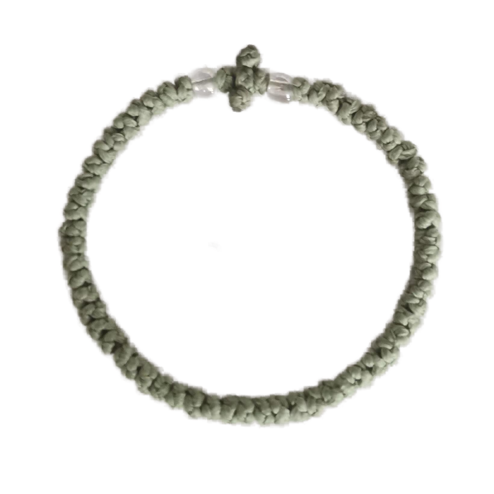 Komboskini bracelet prayer ropes Direct manufacturing from source factory Large stock supply ， Greek Prayer Rope Bracelet, lighr green Cross Prayer Rope Komboskini With transparent Beads