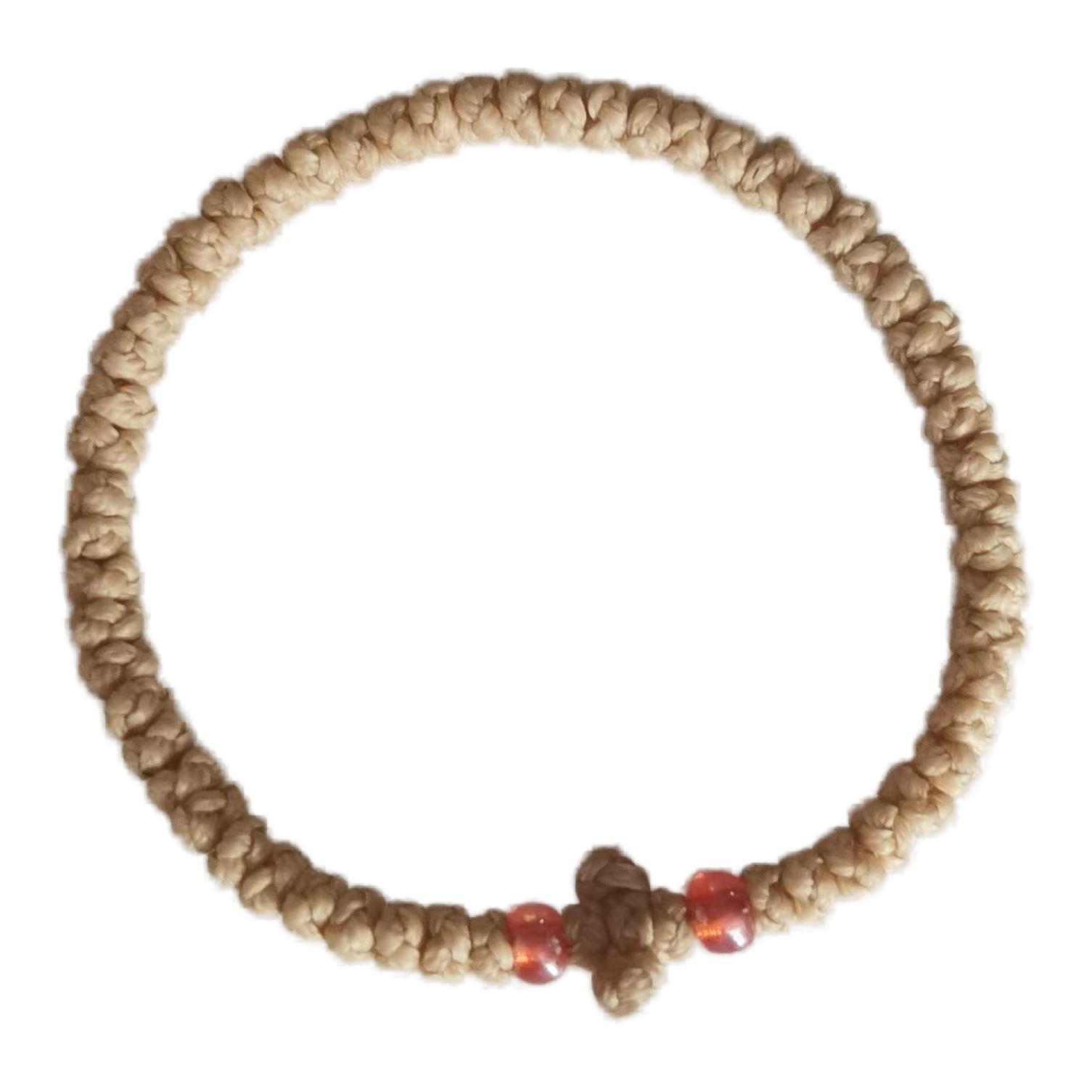 Komboskini bracelet prayer ropes Direct manufacturing from source factory Large stock supply ， Greek Prayer Rope Bracelet, brown Cross Prayer Rope Komboskini With pale red Beads