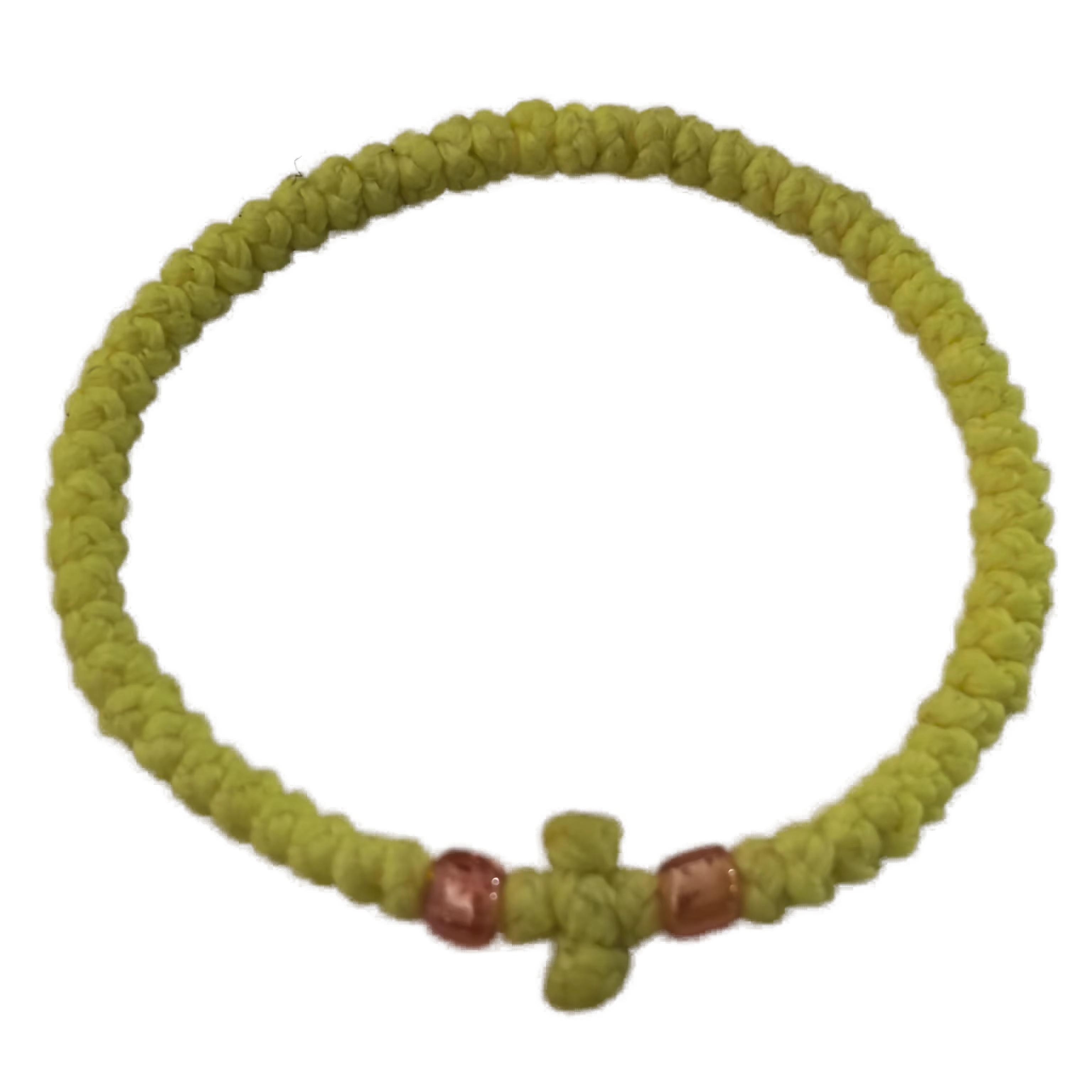 Komboskini bracelet prayer ropes Direct manufacturing from source factory Large stock supply ， Greek Prayer Rope Bracelet, fluorescent green Cross Prayer Rope Komboskini With orange Beads