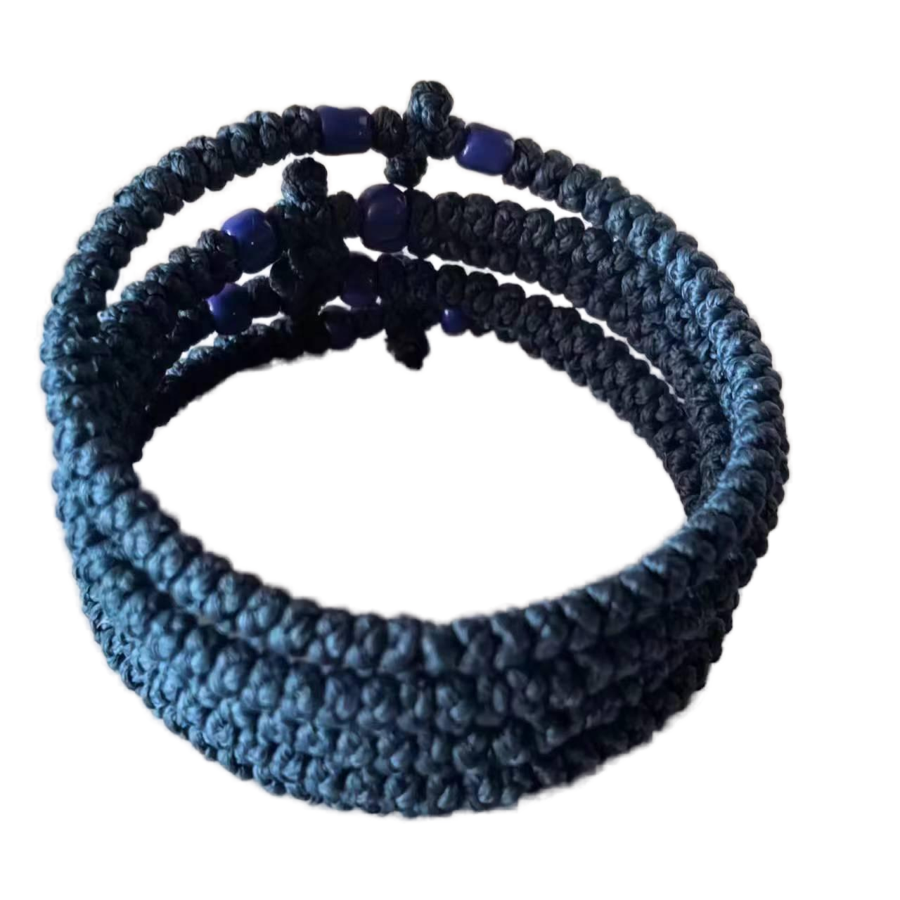 Komboskini bracelet prayer ropes Direct manufacturing from source factory Large stock supply ， Greek Prayer Rope Bracelet, dark blue Cross Prayer Rope Komboskini With dark blue Beads