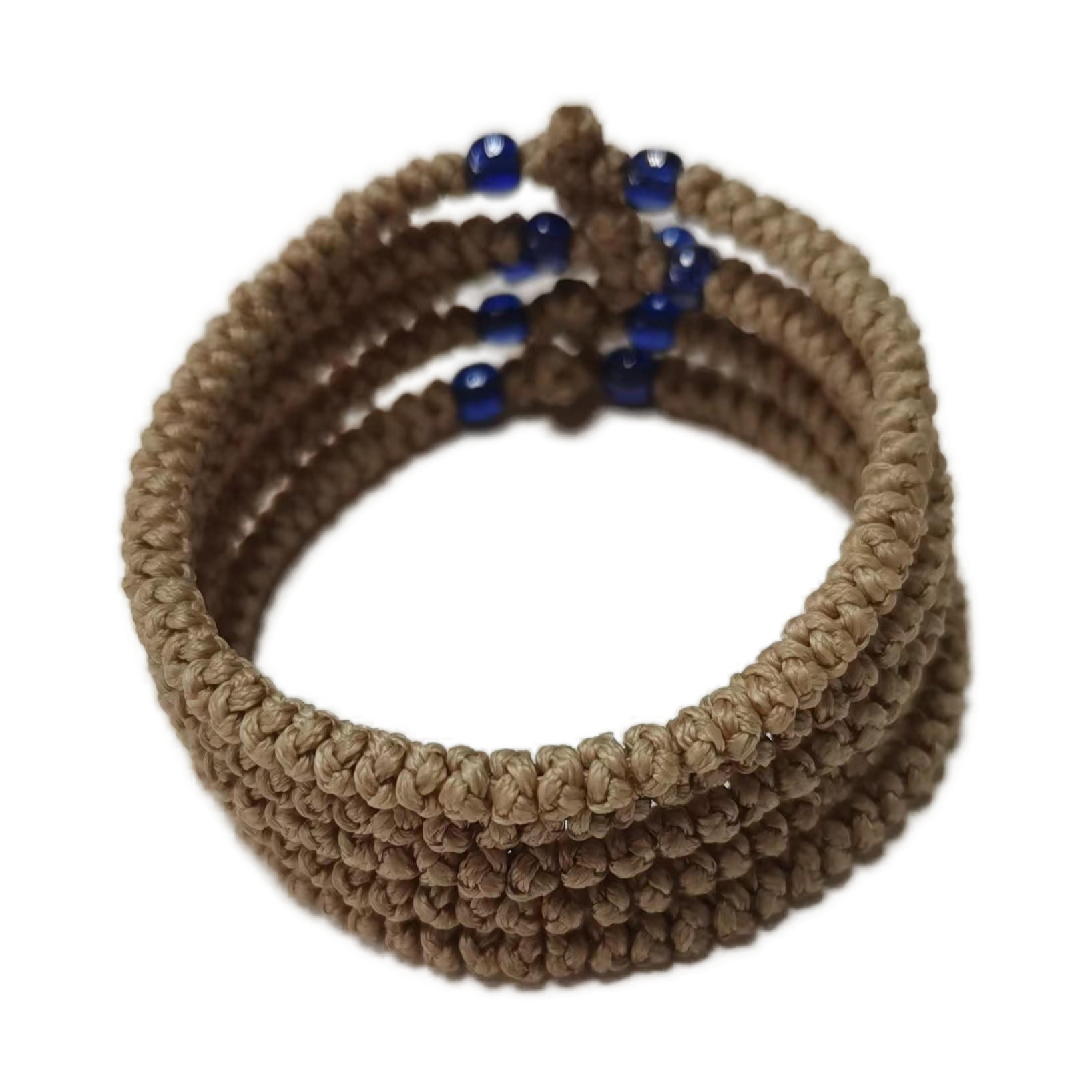 Komboskini bracelet prayer ropes Direct manufacturing from source factory Large stock supply ， Greek Prayer Rope Bracelet, brown Cross Prayer Rope Komboskini With dark Blue Beads