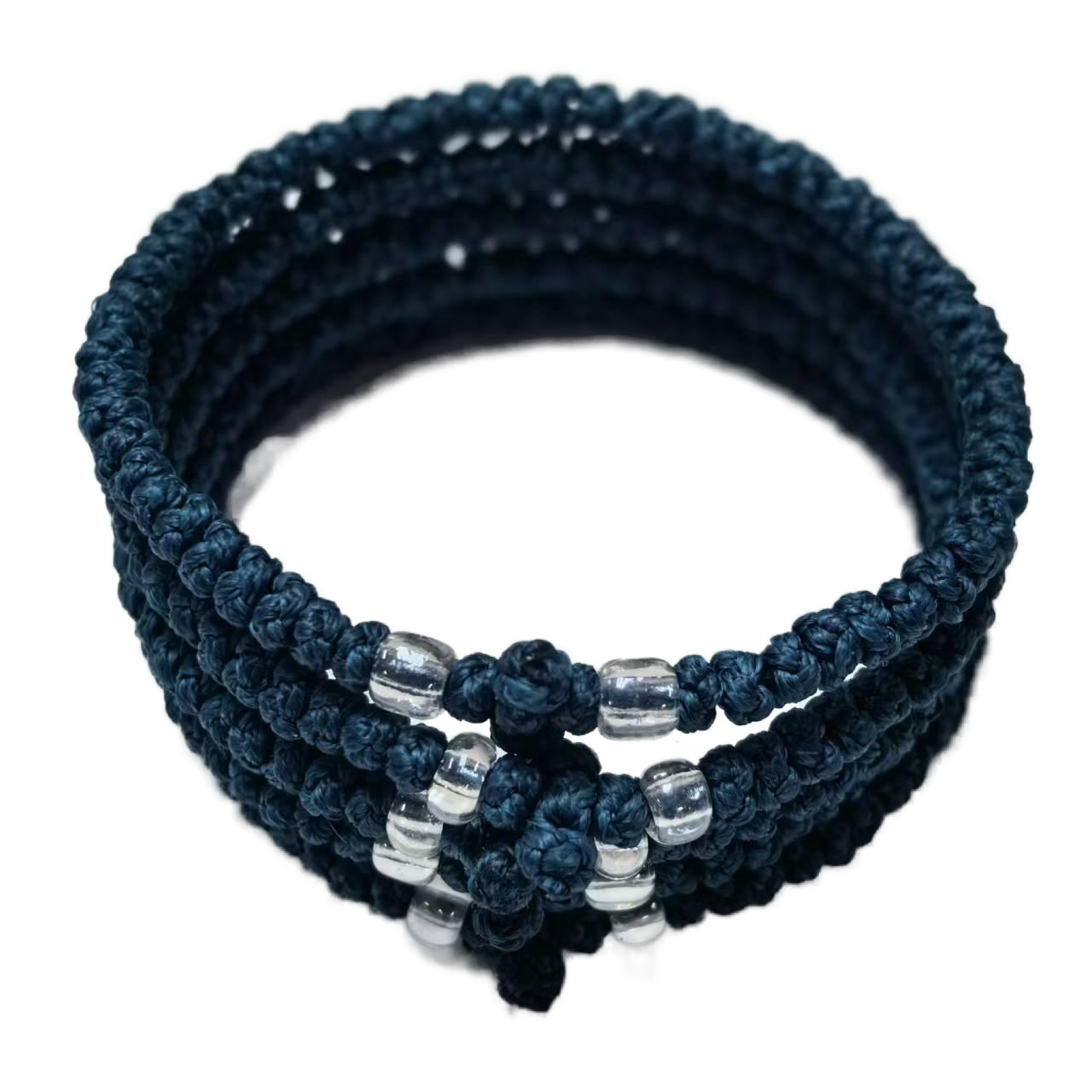 Komboskini bracelet prayer ropes Direct manufacturing from source factory Large stock supply ， Greek Prayer Rope Bracelet, dark blue Cross Prayer Rope Komboskini With transparent Beads