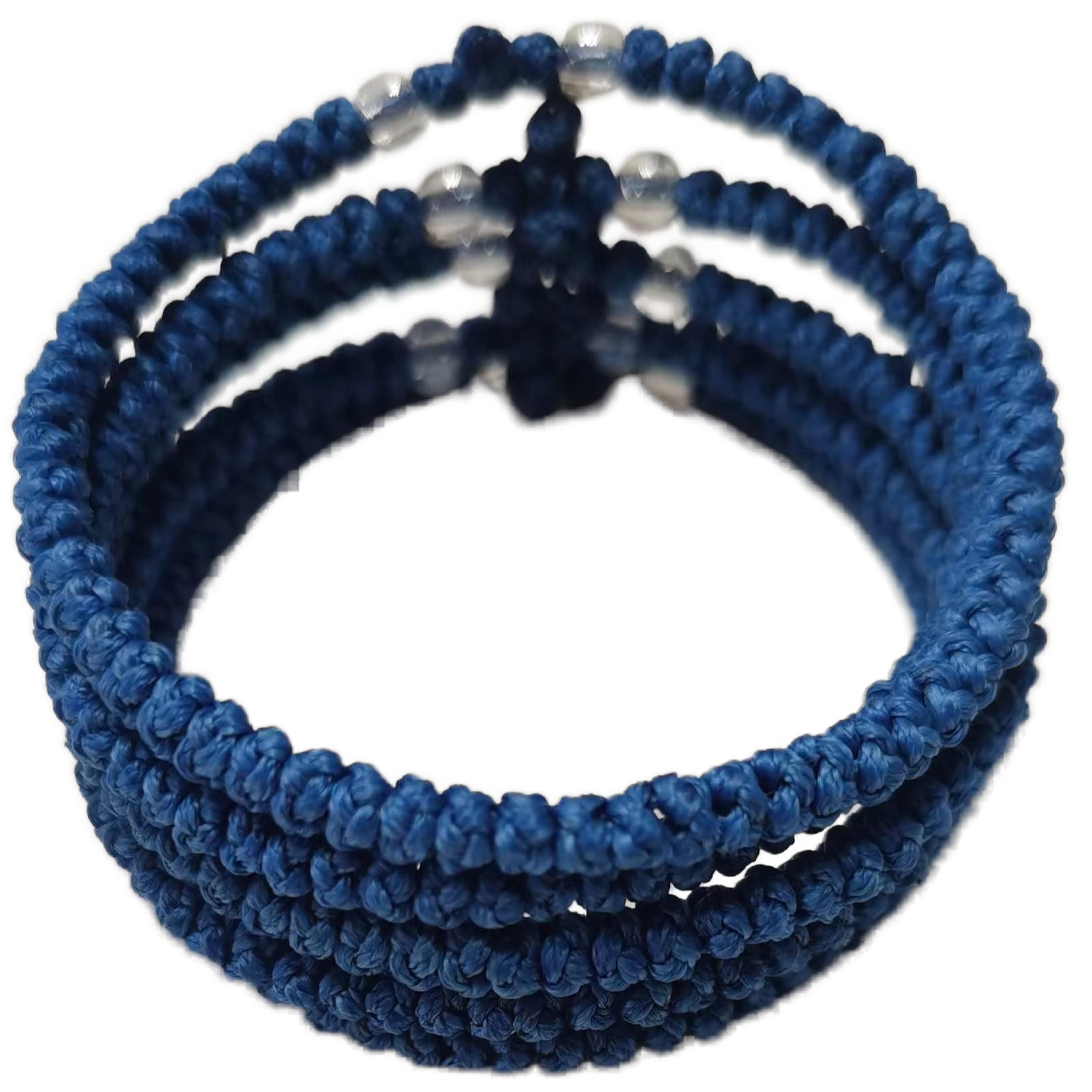 Komboskini bracelet prayer ropes Direct manufacturing from source factory Large stock supply ， Greek Prayer Rope Bracelet, dark blue Cross Prayer Rope Komboskini With transparent Beads