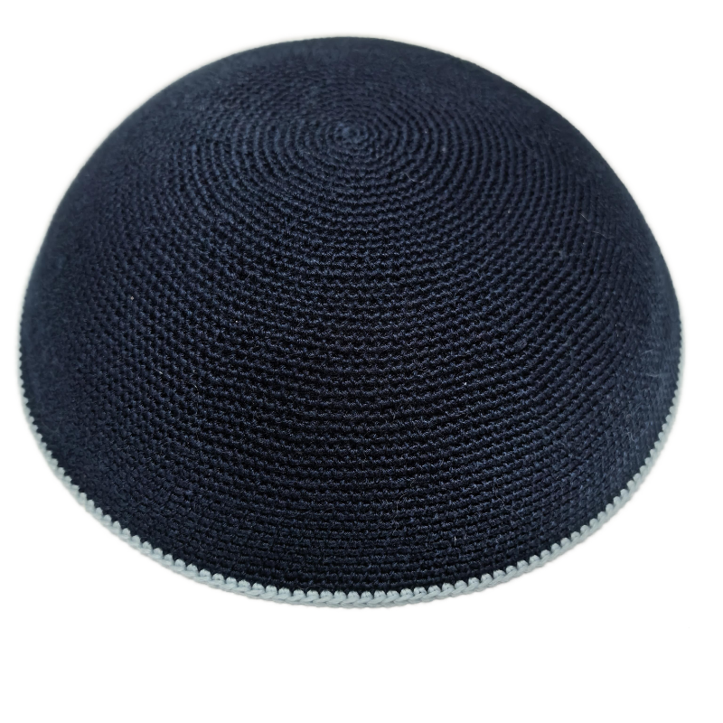 Factory custom fine blue knit Kippah, 100% cotton DMC hand-woven Kippah hat, DMC Kippah Yamaka Kippa Yarmulke skull hat
