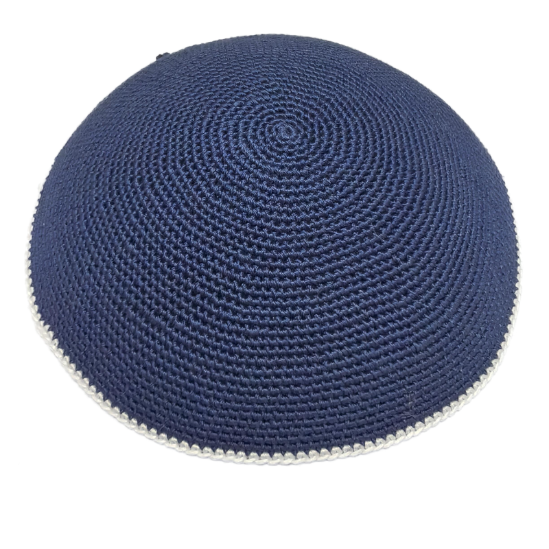 Factory custom fine blue knit Kippah, 100% cotton DMC hand-woven Kippah hat, DMC Kippah Yamaka Kippa Yarmulke skull hat