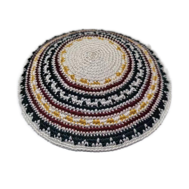 Factory custom fine colorful knit Kippah, 100% cotton DMC hand-woven Kippah hat, DMC Kippah Yamaka Kippa Yarmulke skull hat