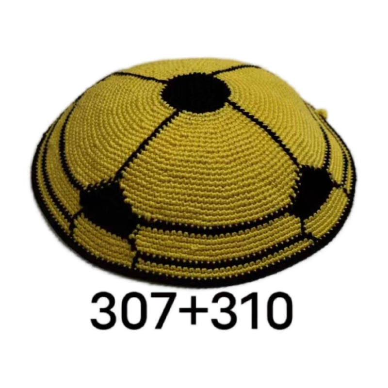 Factory custom fine yellow and black knit Kippah, 100% cotton DMC hand-woven Kippah hat, DMC Kippah Yamaka Kippa Yarmulke skull hat