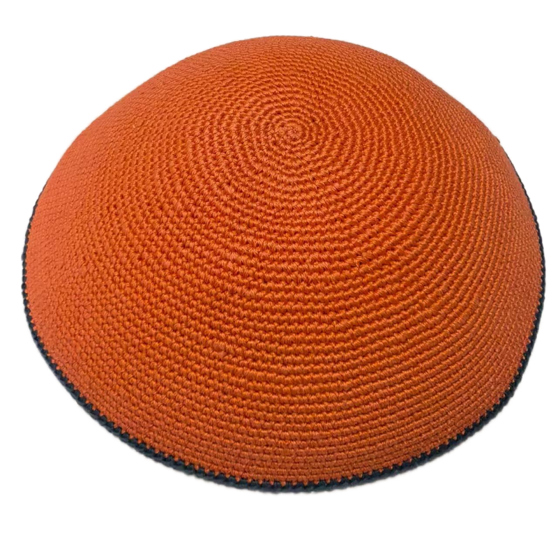 Factory custom fine orange knit Kippah, 100% cotton DMC hand-woven Kippah hat, DMC Kippah Yamaka Kippa Yarmulke skull hat