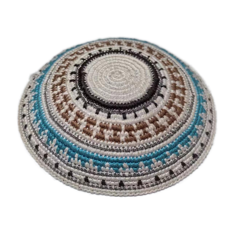 Factory custom fine colorful knit Kippah, 100% cotton DMC hand-woven Kippah hat, DMC Kippah Yamaka Kippa Yarmulke skull hat