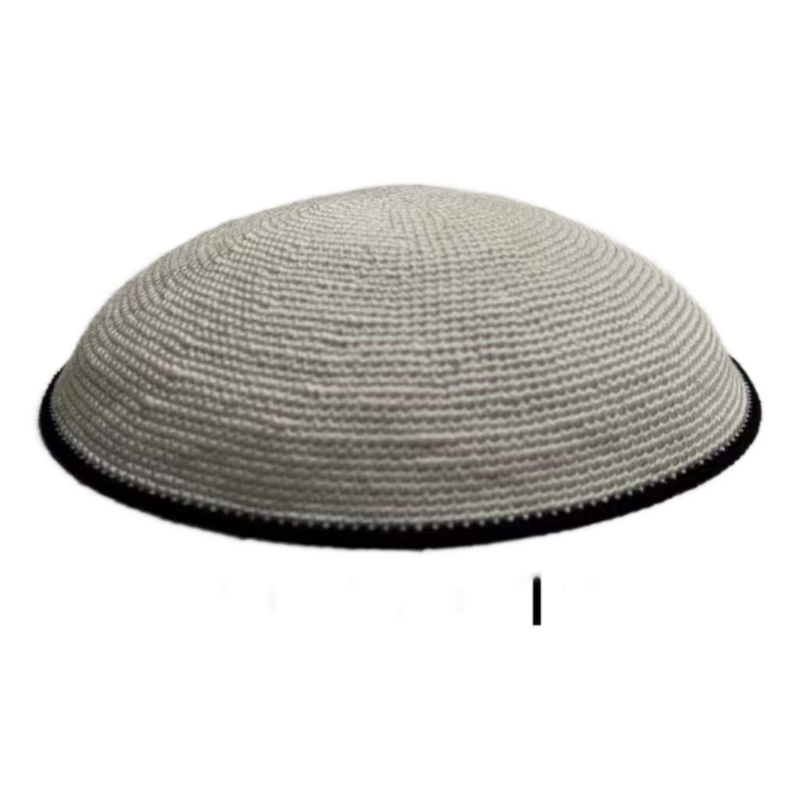 Factory custom fine gray knit Kippah, 100% cotton DMC hand-woven Kippah hat, DMC Kippah Yamaka Kippa Yarmulke skull hat