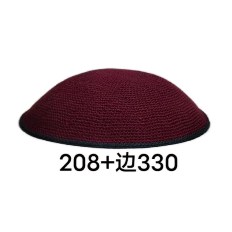 Factory custom fine dark red knit Kippah, 100% cotton DMC hand-woven Kippah hat, DMC Kippah Yamaka Kippa Yarmulke skull hat