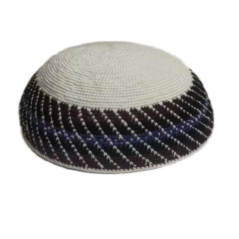 Factory custom fine white knit Kippah, 100% cotton DMC hand-woven Kippah hat, DMC Kippah Yamaka Kippa Yarmulke skull hat