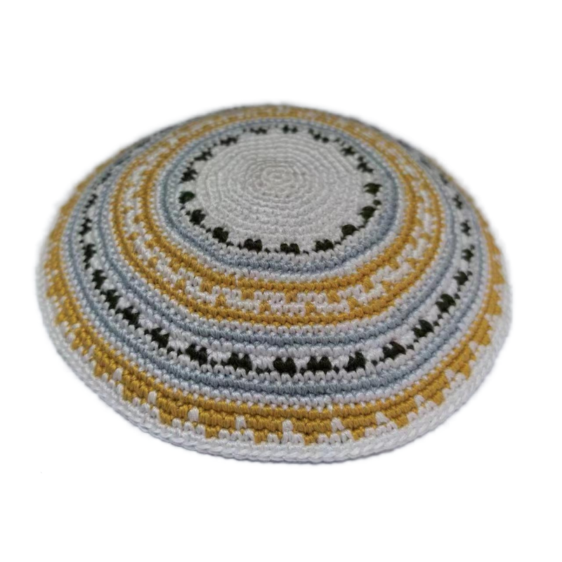 Factory custom fine colorful knit Kippah, 100% cotton DMC hand-woven Kippah hat, DMC Kippah Yamaka Kippa Yarmulke skull hat