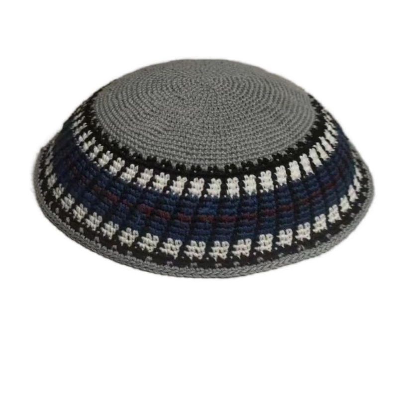 Factory custom fine colorful knit Kippah, 100% cotton DMC hand-woven Kippah hat, DMC Kippah Yamaka Kippa Yarmulke skull hat
