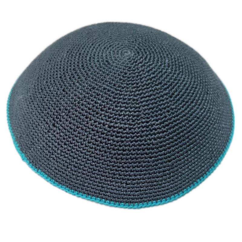 Factory custom fine light blue knit Kippah, 100% cotton DMC hand-woven Kippah hat, DMC Kippah Yamaka Kippa Yarmulke skull hat