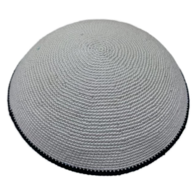 Factory custom fine gray  knit Kippah, 100% cotton DMC hand-woven Kippah hat, DMC Kippah Yamaka Kippa Yarmulke skull hat