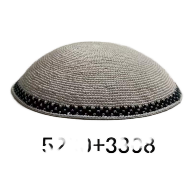 Factory custom fine gray knit Kippah, 100% cotton DMC hand-woven Kippah hat, DMC Kippah Yamaka Kippa Yarmulke skull hat