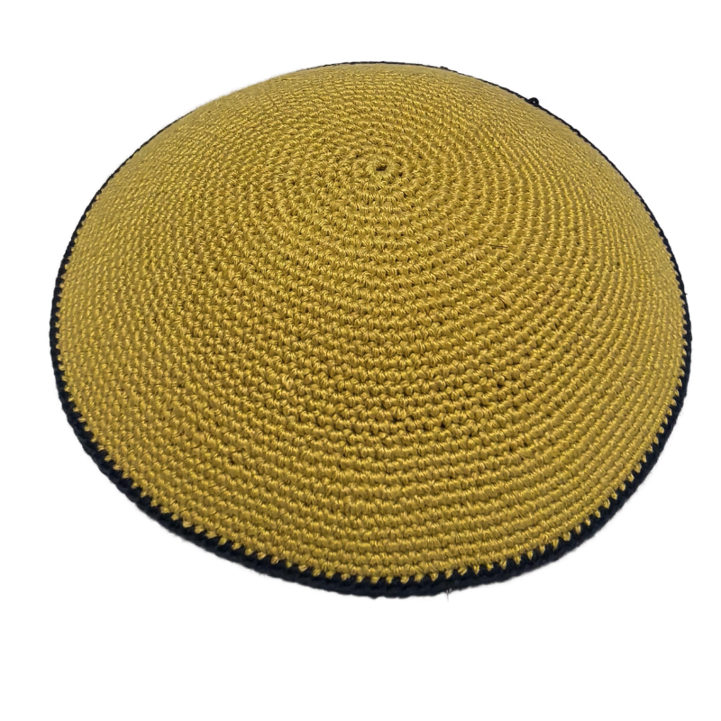 Factory custom fine yellow knit Kippah, 100% cotton DMC hand-woven Kippah hat, DMC Kippah Yamaka Kippa Yarmulke skull hat