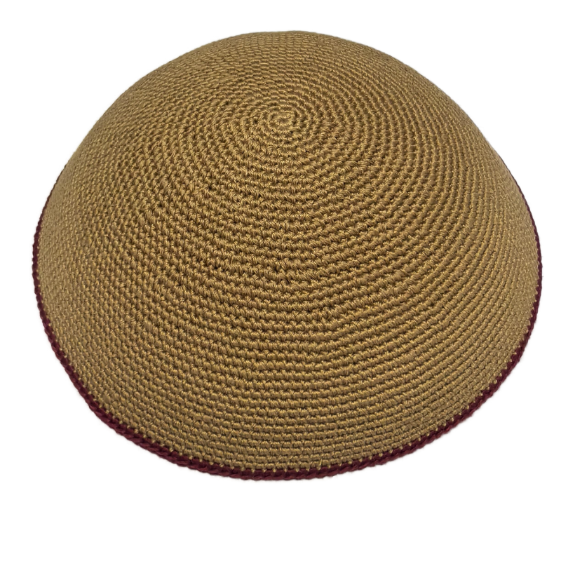 Factory custom fine yellow knit Kippah, 100% cotton DMC hand-woven Kippah hat, DMC Kippah Yamaka Kippa Yarmulke skull hat