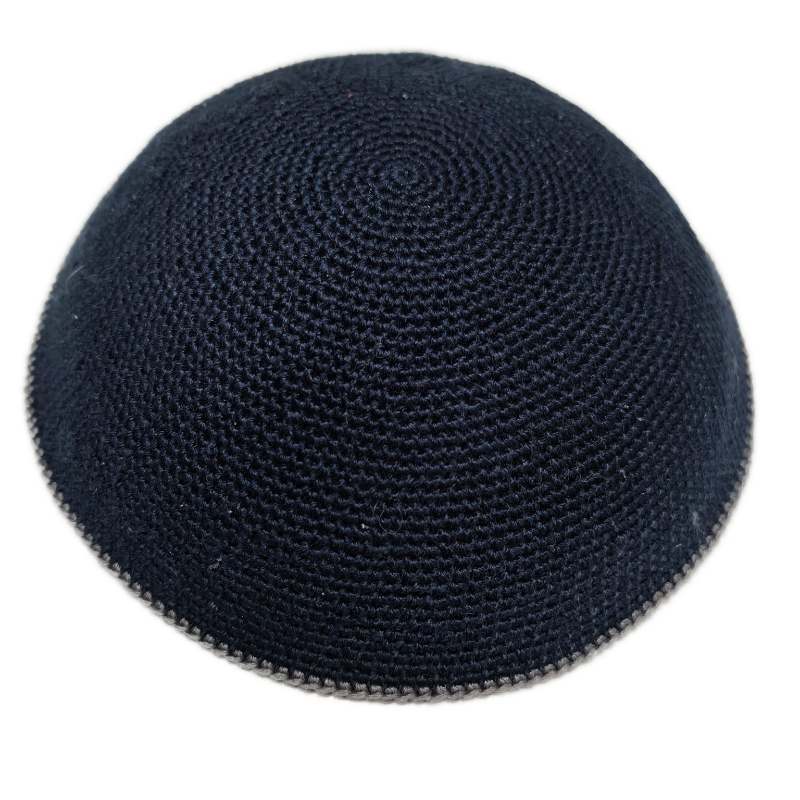 Factory custom fine dark blue knit Kippah, 100% cotton DMC hand-woven Kippah hat, DMC Kippah Yamaka Kippa Yarmulke skull hat