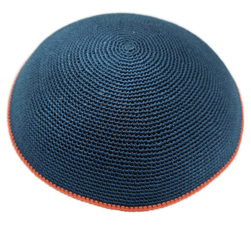 Factory custom fine dark blue knit Kippah, 100% cotton DMC hand-woven Kippah hat, DMC Kippah Yamaka Kippa Yarmulke skull hat