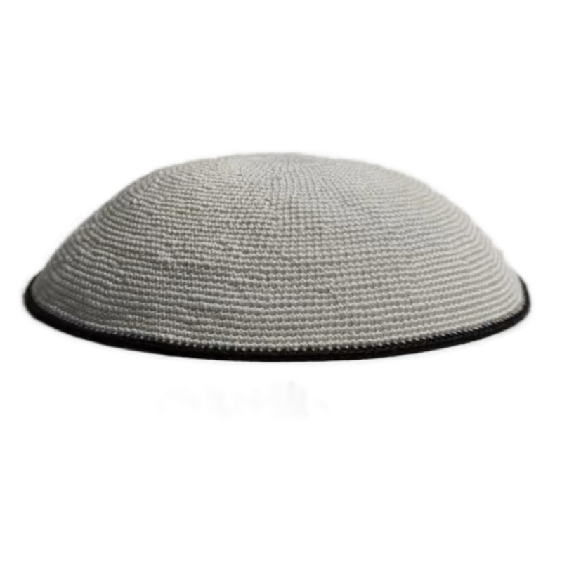 Factory custom fine gray knit Kippah, 100% cotton DMC hand-woven Kippah hat, DMC Kippah Yamaka Kippa Yarmulke skull hat
