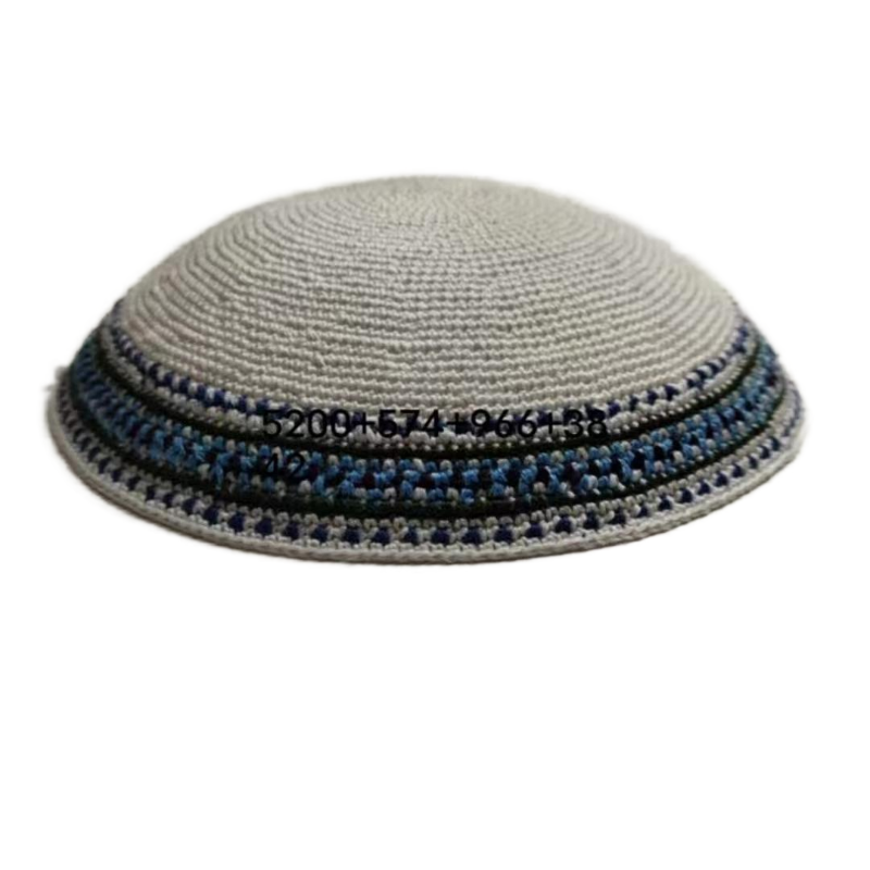 Factory custom fine colorful knit Kippah, 100% cotton DMC hand-woven Kippah hat, DMC Kippah Yamaka Kippa Yarmulke skull hat