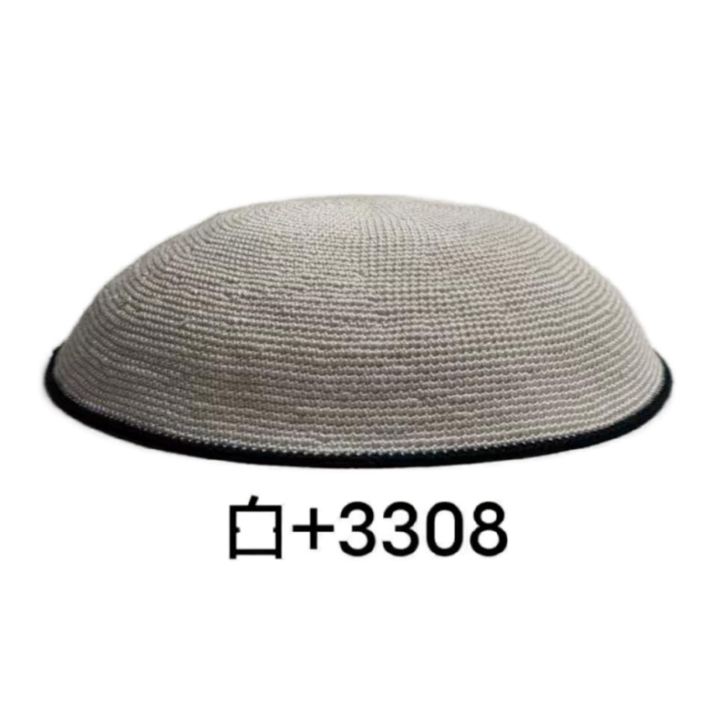 Factory custom fine gray knit Kippah, 100% cotton DMC hand-woven Kippah hat, DMC Kippah Yamaka Kippa Yarmulke skull hat