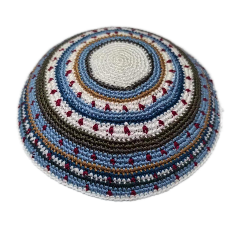 Factory custom fine colorful knit Kippah, 100% cotton DMC hand-woven Kippah hat, DMC Kippah Yamaka Kippa Yarmulke skull hat