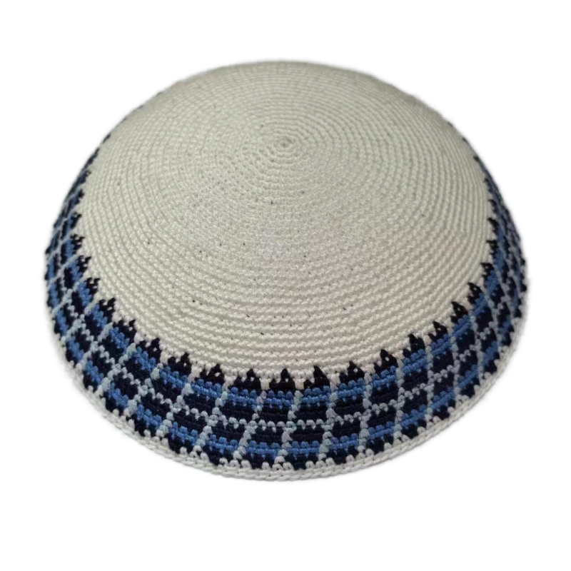 Factory custom fine gray  knit Kippah, 100% cotton DMC hand-woven Kippah hat, DMC Kippah Yamaka Kippa Yarmulke skull hat