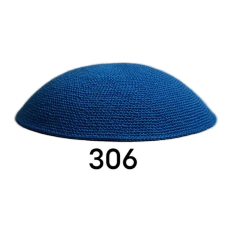 Factory custom fine blue knit Kippah, 100% cotton DMC hand-woven Kippah hat, DMC Kippah Yamaka Kippa Yarmulke skull hat