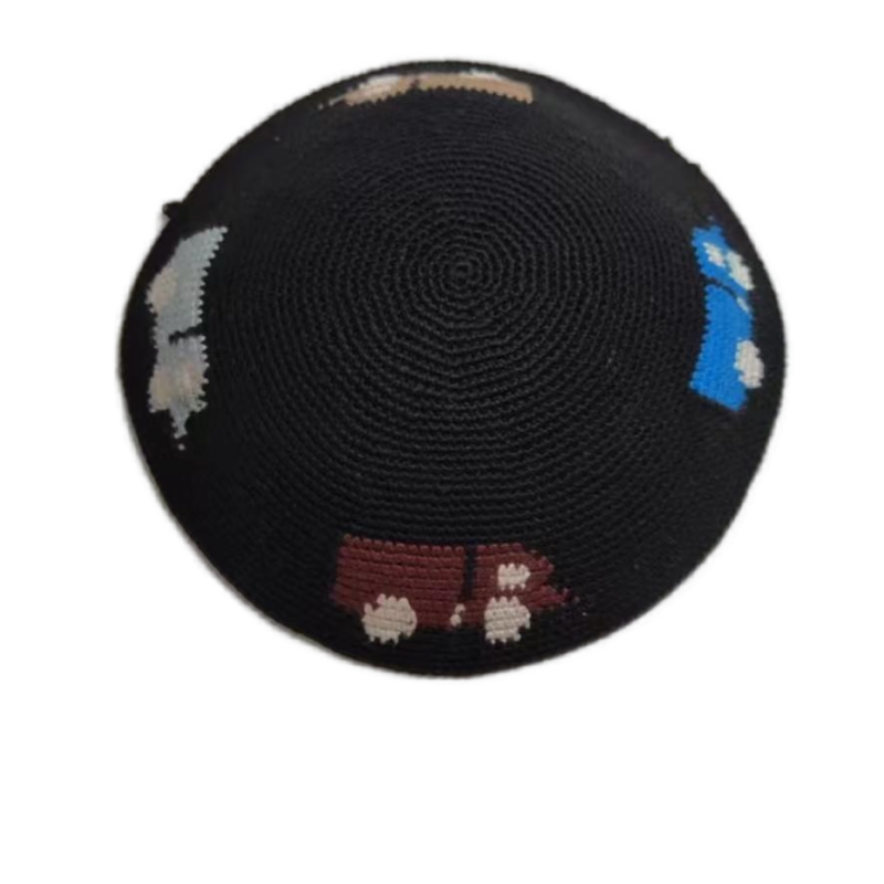 Factory custom fine colorful knit Kippah, 100% cotton DMC hand-woven Kippah hat, DMC Kippah Yamaka Kippa Yarmulke skull hat